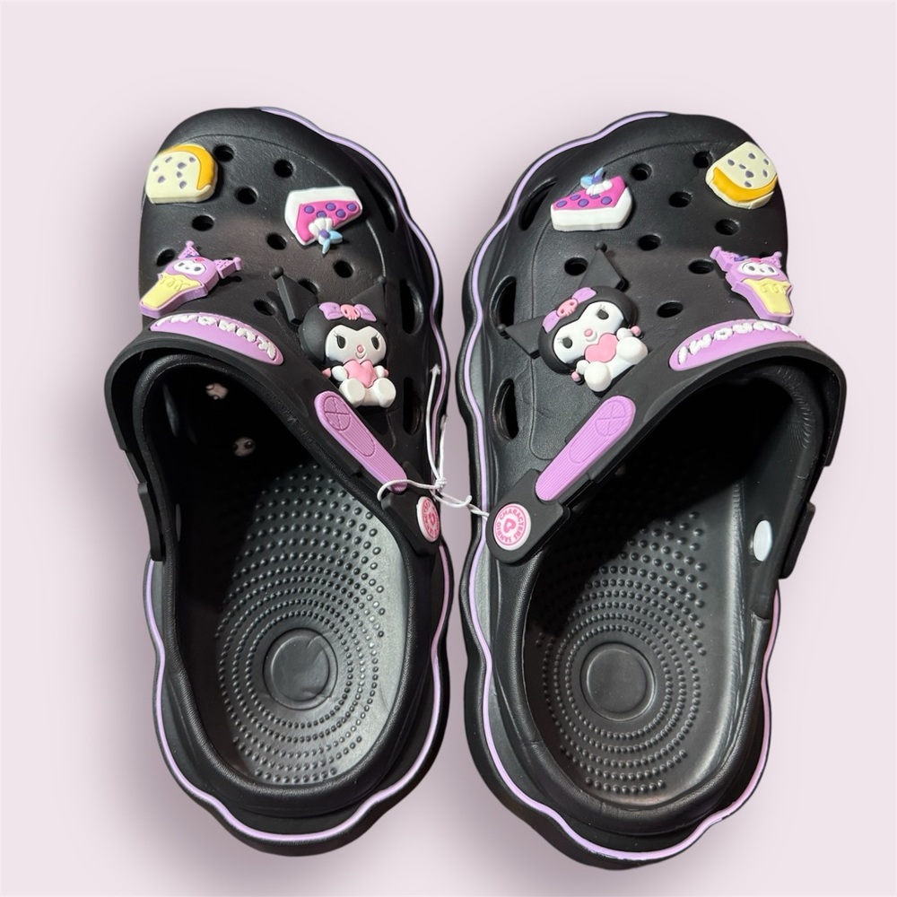 Sanrio Kuromi Black and Purple Cartoon Clogs - Fairycore - Kawaii - Anime